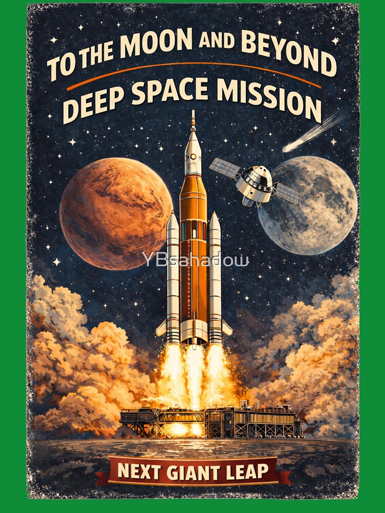 Vintage Space Rocket Launch Poster – Deep Space Mission by YBsahadow