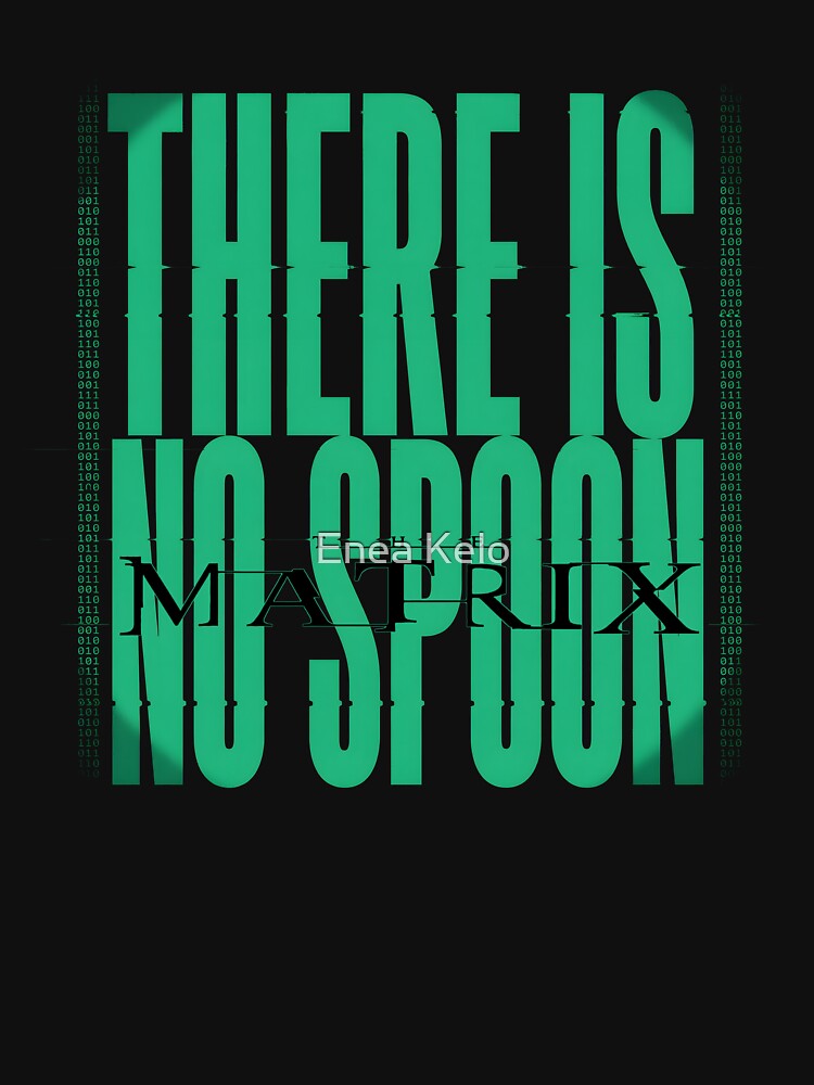 The Matrix There Is No Spoon Binary Code Glitch Art by Enea Kelo
