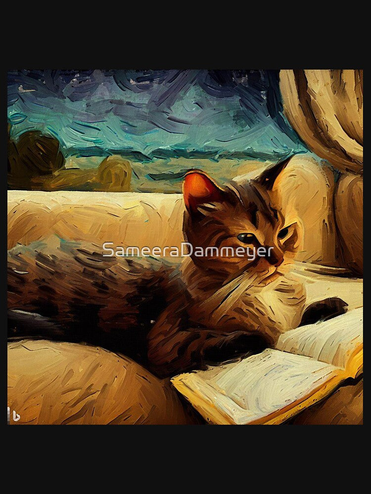 Cat reading books  - Cat lover by SameeraDammeyer