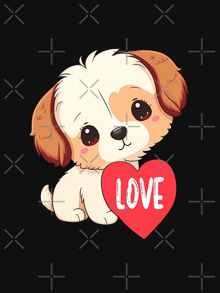 Cute Dog With Red Heart Love Valentines Day for Dog Lover by Vexel Studio