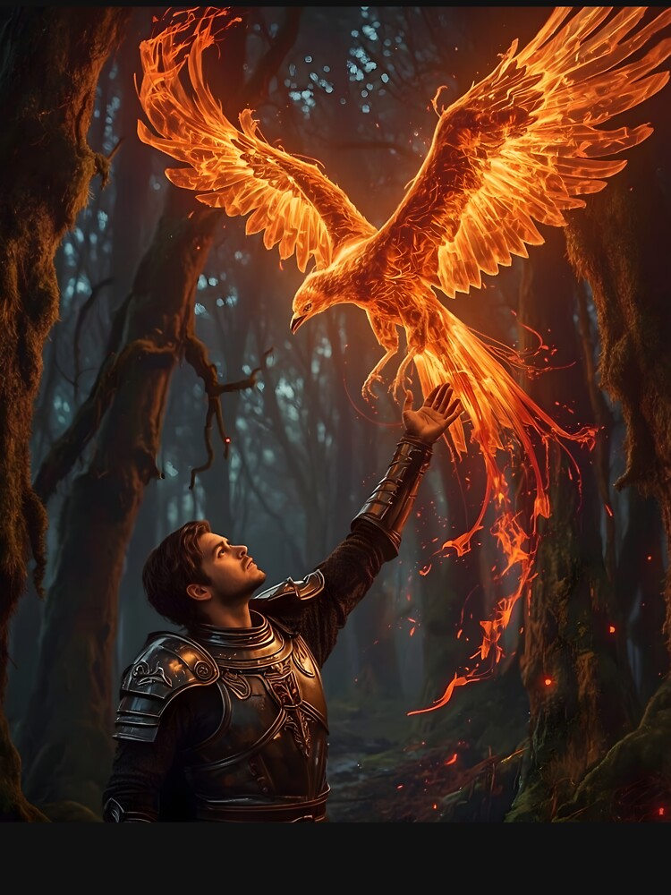 The Warrior & The Firebird — Dark Gothic Fantasy Art by PolarisQuill