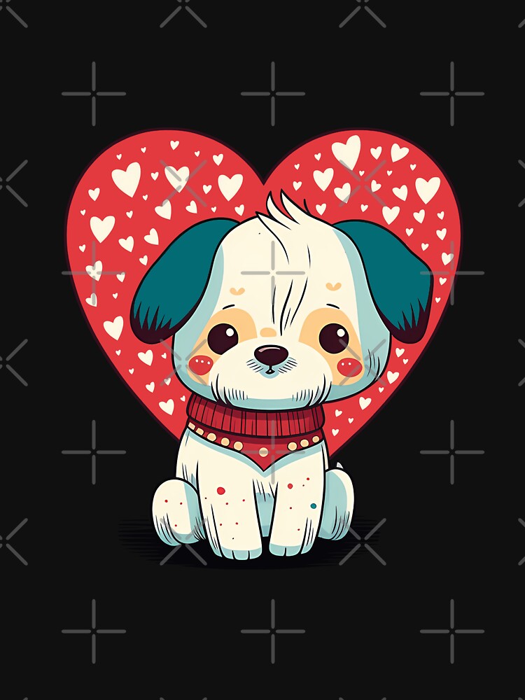Cute Dog with Big Red Heart for Dog Lovers Valentines Day by Vexel Studio