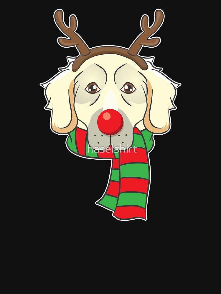 Funny Christmas Dog Xmas Reindeer Golden Retriever Holiday Gift by haselshirt