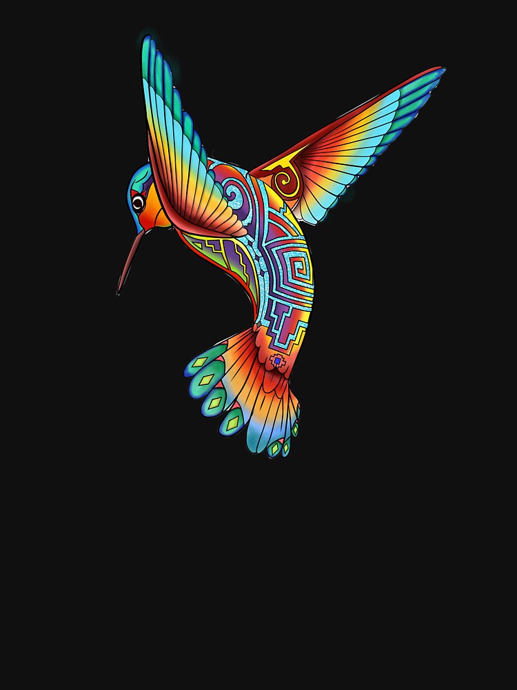 Humming Bird with a Native flare - Native American Inspired Hummingbird Illustration - Rainbow Hummingbird by Caummon Thread