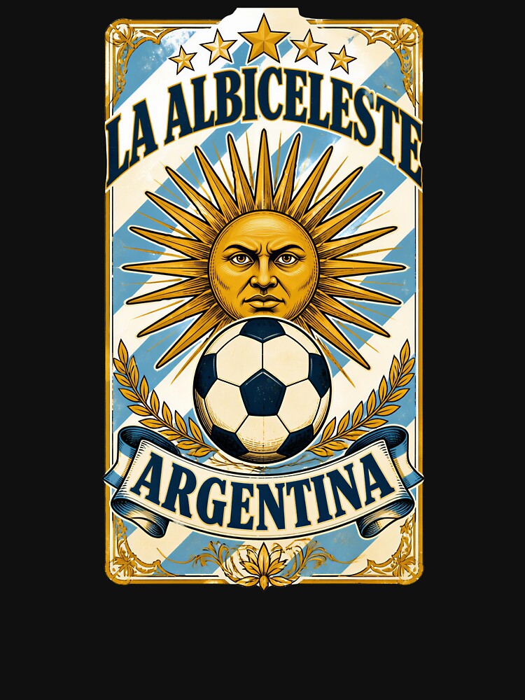 Argentina Soccer Sun - La Albiceleste Vintage  Champions Football Fan T-Shirt by 18-30