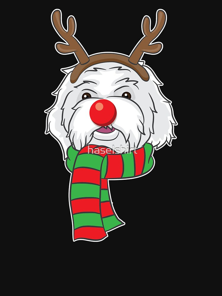 Funny Christmas Dog Xmas Reindeer Maltese Dog Holiday Gift by haselshirt