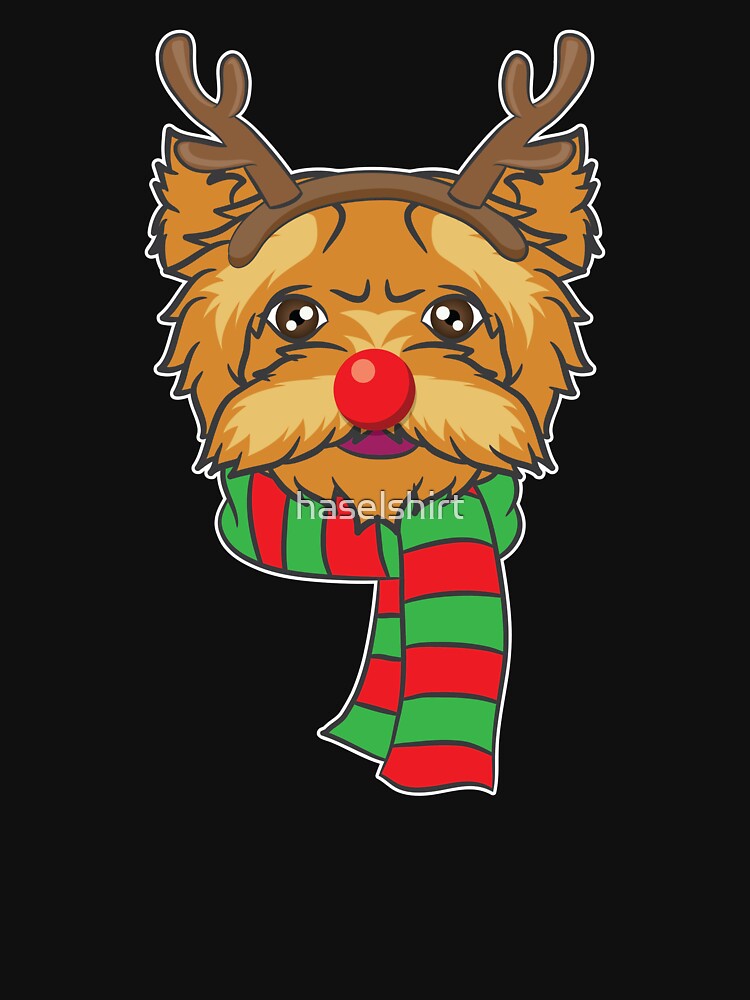 Funny Christmas Dog Xmas Reindeer Yorkshire Holiday Gift by haselshirt