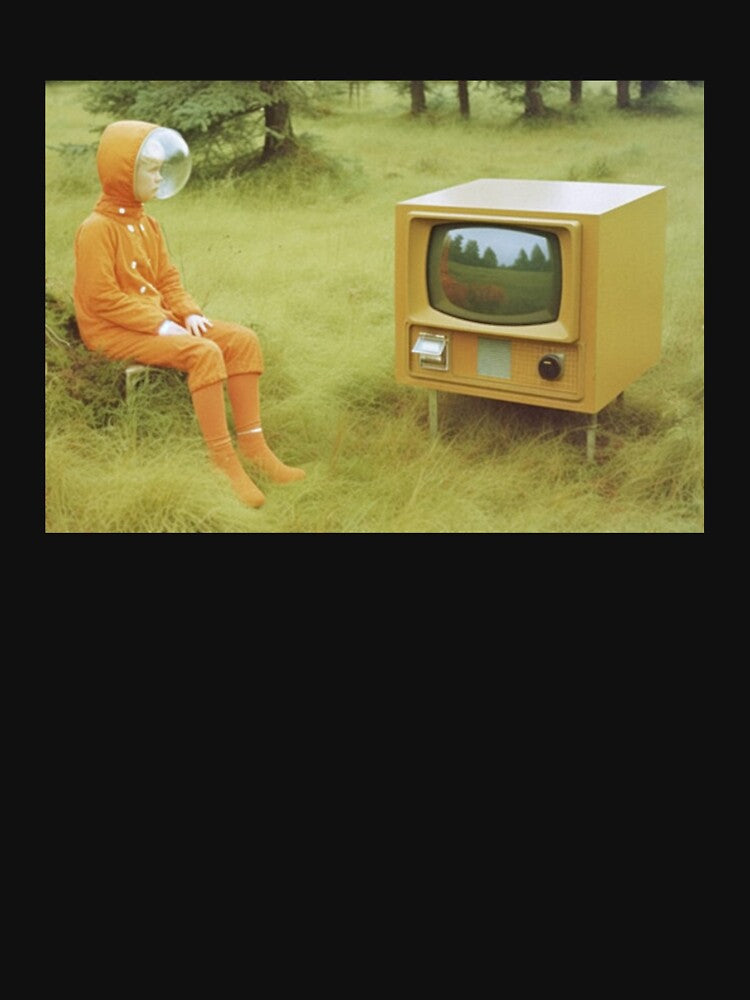 Retro Astronaut and Vintage TV in Field by dragonmotor7