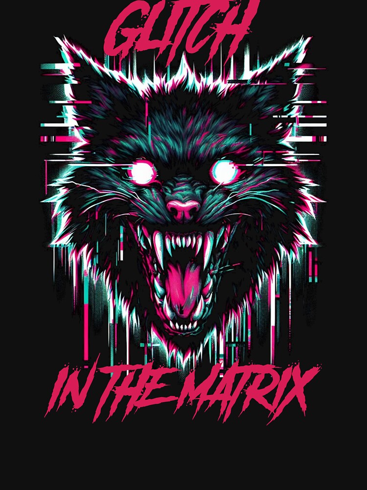 Glitch in the matrix cat Synthwave Cyberpunk by GlitchGrotesque
