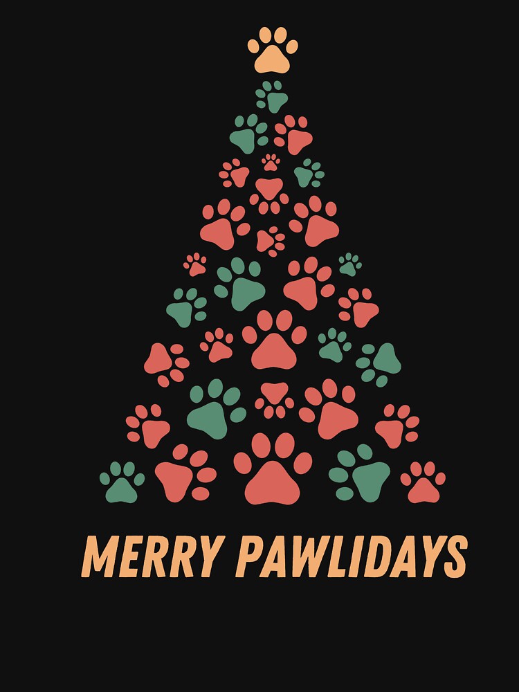 Merry Pawlidays Christmas Tree Dog Paw Print Design by CraftyrCreator