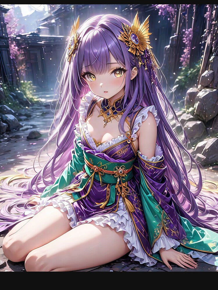 Anime girl in kimono in Chinese temples art by TheArtistOf2022