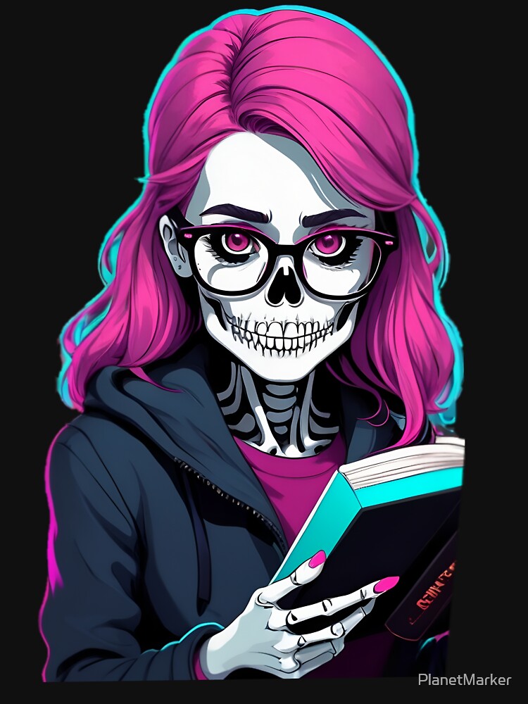 Preppy Skeleton Reading a Book by PlanetMarker