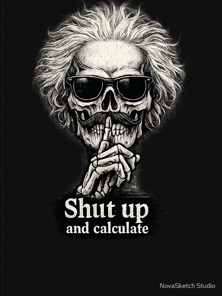 Shut Up and Calculate – Einstein Skull Physics Design | Science Nerd T-Shirt by NovaSketch Studio