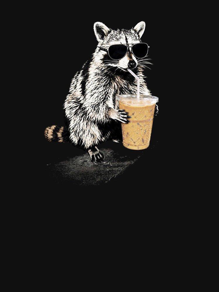 Raccoon Drinking Iced Coffee  Funny Animal Meme  Coffee Lover Raccoon Shirt  Comfort Colors, Unisex Graphic by TschandriaArt
