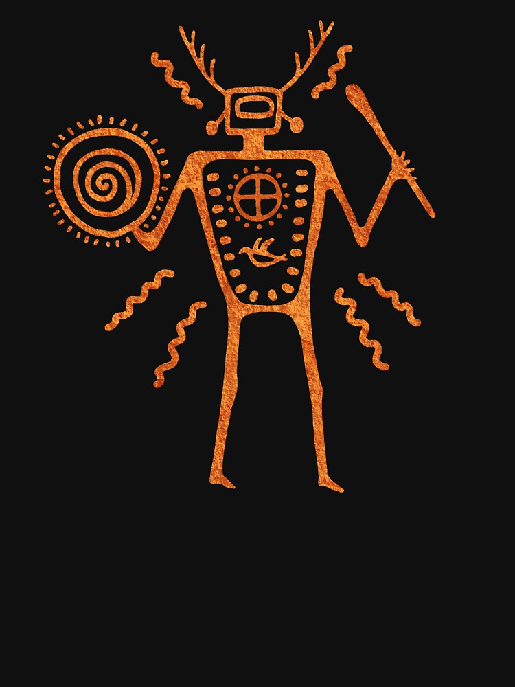 Paleolithic Shaman Drumming 1 Redstone by Symbologee