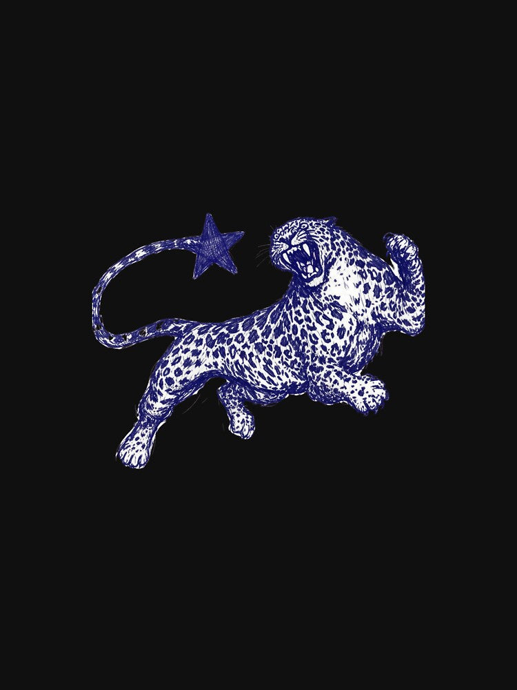 LEAP FOR THE STARS ~Leaping Leopard Ballpoint Sketch | Wild Big Cat Ink Illustration by bipsybutton