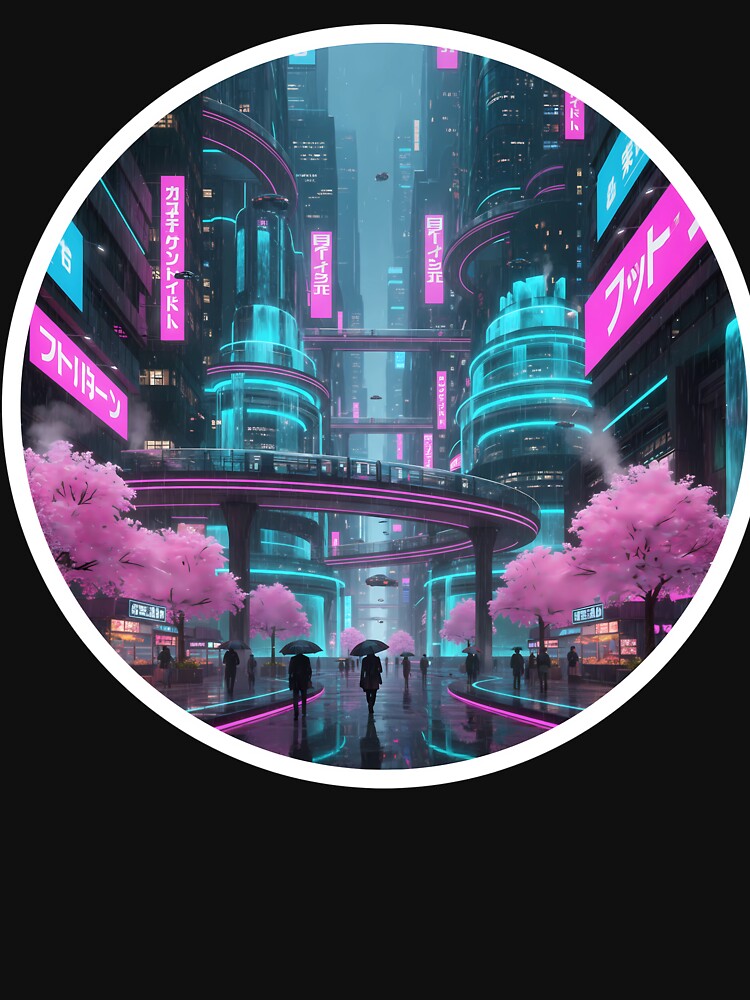 Cyberpunk City: Cherry Blossom Rain. by VirtualRealPicture