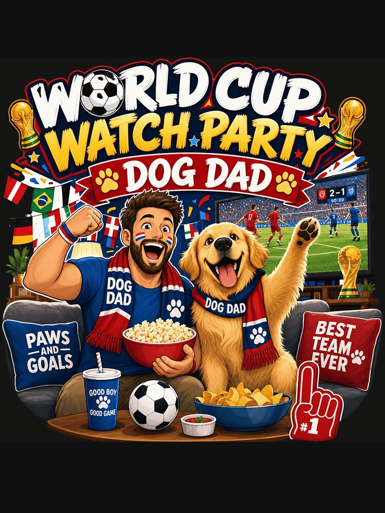 World Cup Watch Party Golden Retriever Dog Dad Kawaii 2026 by Ashley critters
