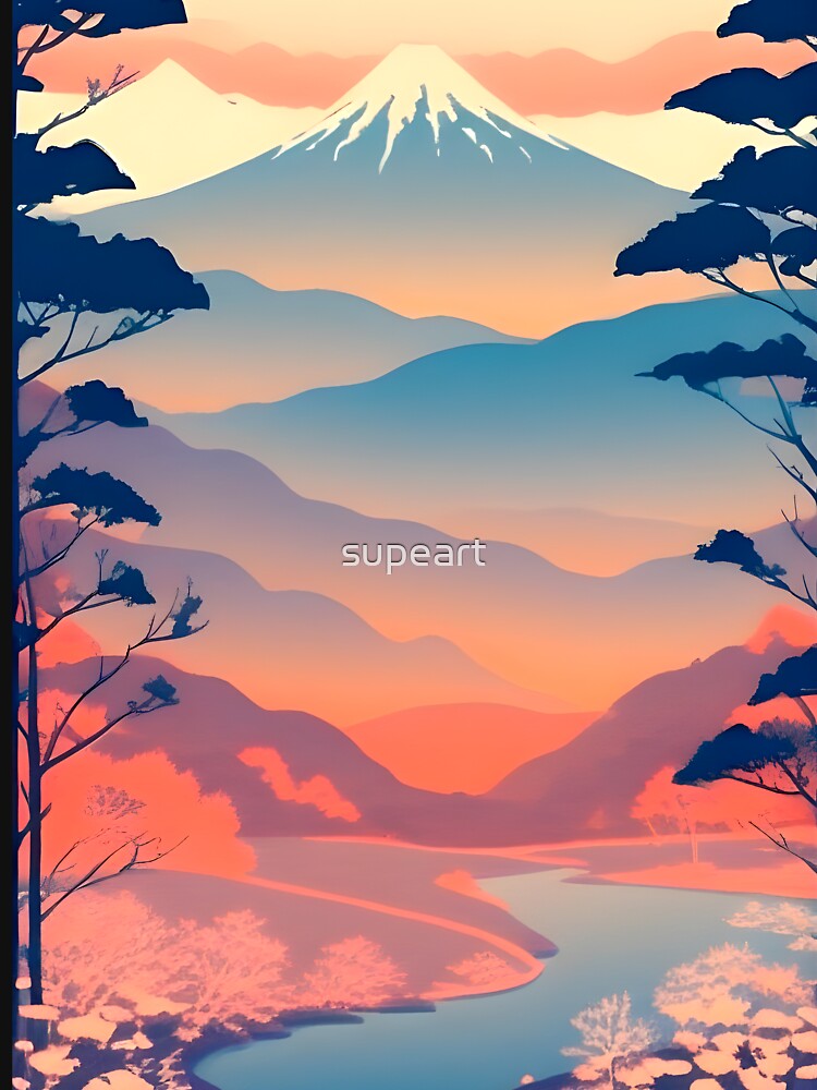 Enhance Your Space with Our Beautiful Collection of Minimalist Japanese Landscape Prints by supeart