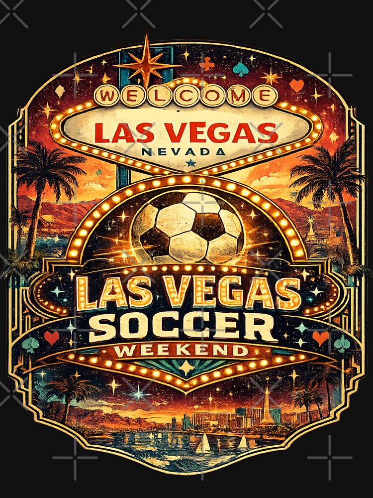 Las Vegas Soccer Weekend Retro Travel Shirt | Vintage Las Vegas Football Fan Design | Neon Strip Match Day Gift by Globalcitytees