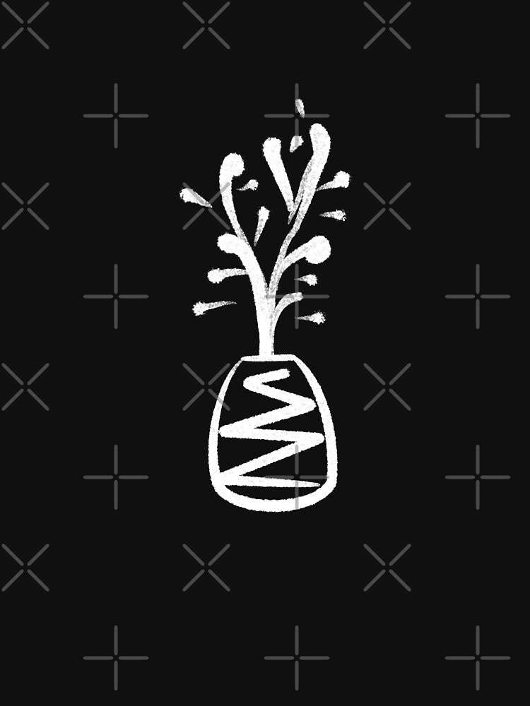 Minimalist Ink Line Art Potted Plant by SubtleSplit