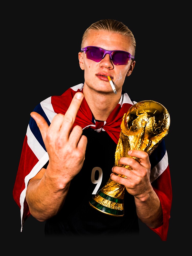 Erling Haaland Middle Finger & Smoking Funny Meme by DonetTrent