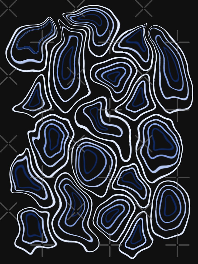 Blue Minimalist Geode Drawing by velvetearth