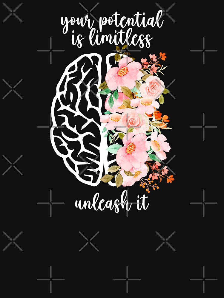 Your Potential Is Limitless, Unleash It Mental Health Awareness Positive Inspirational Sentence by FemiBiutti
