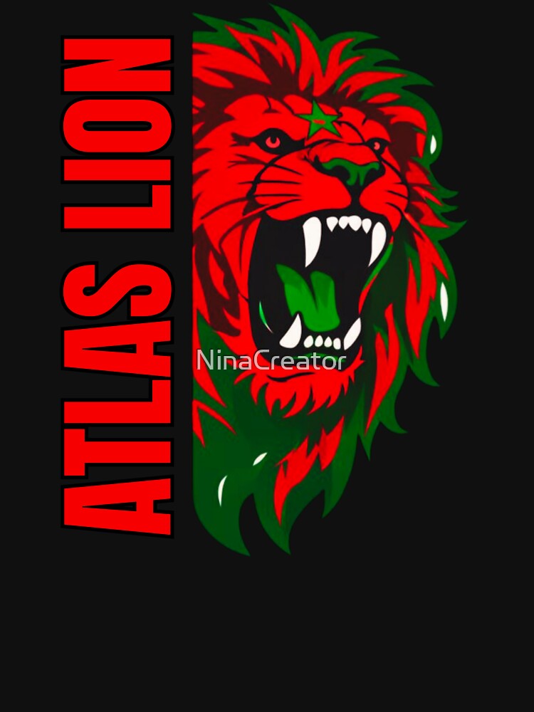 Lion du Maroc, Lion de l’Atlas,Moroccan Lion, Morocco Lion T Shirt,  Maroc football, Morocco football fan by NinaCreator