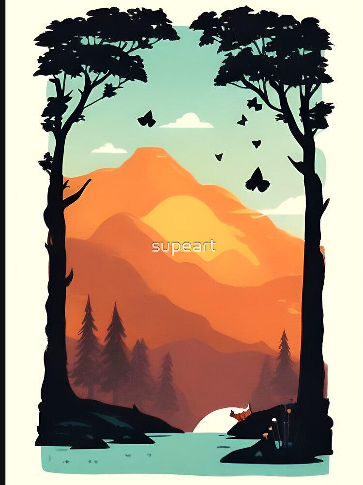 Elevate Your Home Decor with Our Minimalist Landscape Mountain Trees Prints by supeart