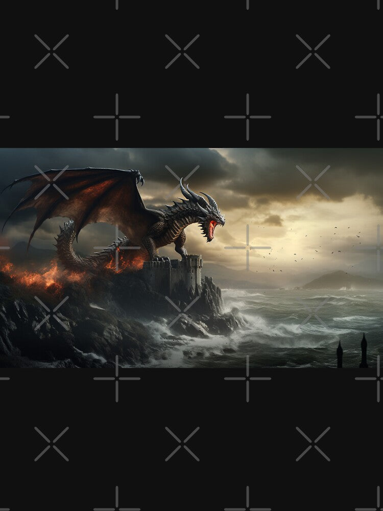 Dark Fantasy Landscape - Fire Dragon Roaring by Fantasy Masterpiece
