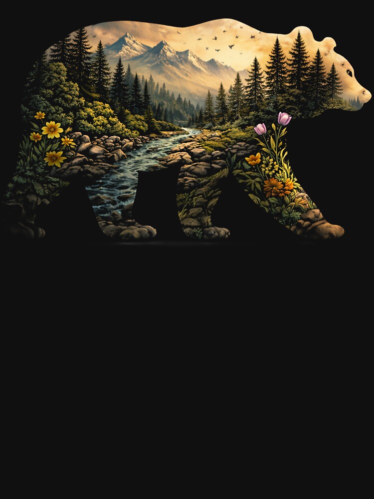 bear Plants Nature Wild Boho Flowers by Kladhadredo