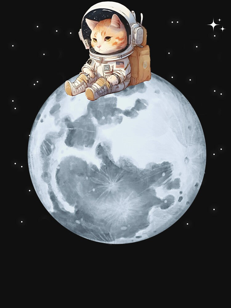 Cat astronaut sitting on the moon by SushiAnn