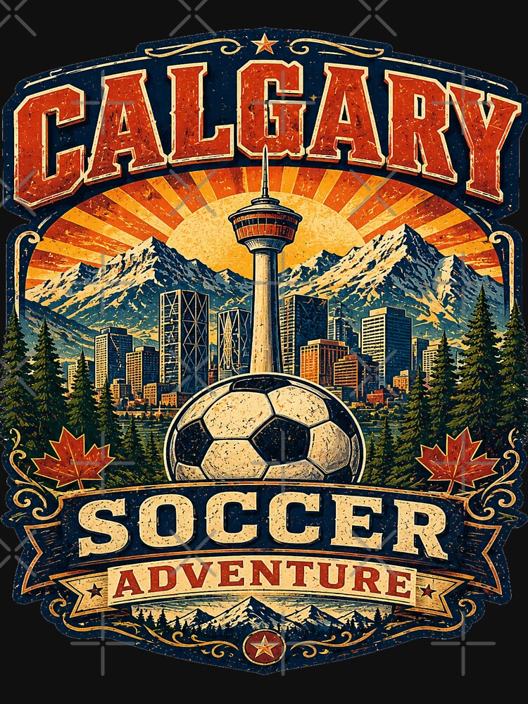 Calgary Soccer Adventure Retro Canada Shirt | Vintage Rocky Mountains Football Travel Design | Calgary Skyline Soccer Fan Gift by Globalcitytees