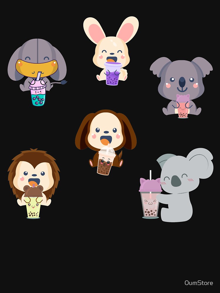 Kawaii Animal Boba Tea cute elephant rabbit koala monkey lion by 0umStore