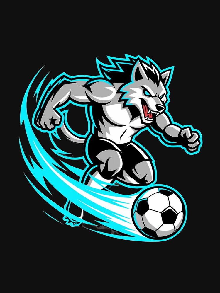Fierce Wolf Soccer T-Shirt | Alpha Wolf Football Mascot | Athletic Esports Style Sports by PIXENTRA