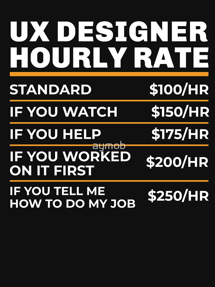 UX Designer Hourly Rate Shirt, Funny UX Designer Tshirt, User Experience Designer T-shirt Men Women, Gift for UX Designer, Funny Ux Gift by aymob