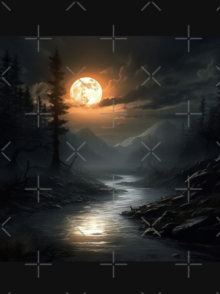 Dark Fantasy Landscape - Orange Moon by Fantasy Masterpiece
