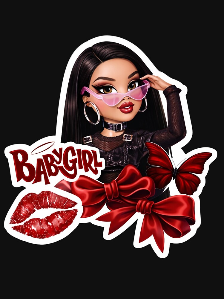 Babygirl Aesthetic Doll – Coquette Red Bow Cute Girl Design by Aura.Creative