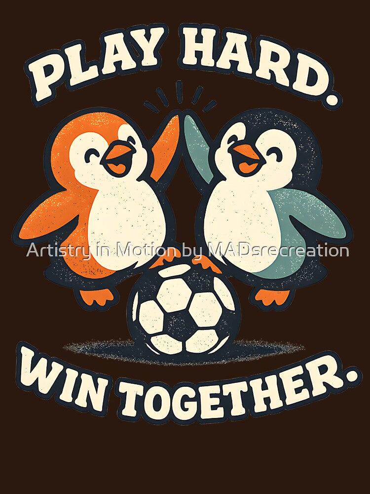 PLAY HARD. WIN TOGETHER. – Cute Penguins Soccer Friendship Mascot Illustration by  Artistry in Motion by MADsrecreation