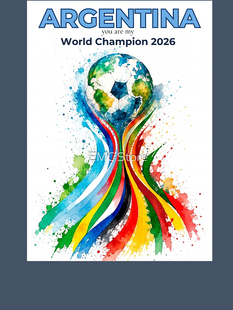 Argentina 2026 World Cup Champion Watercolor Football Art by EMC Store