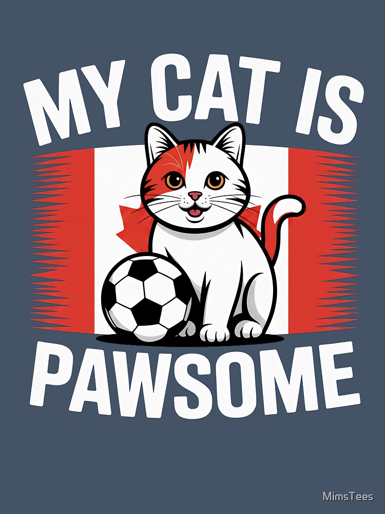 Cute Patriotic Soccer Cat Red Maple Leaf by MimsTees