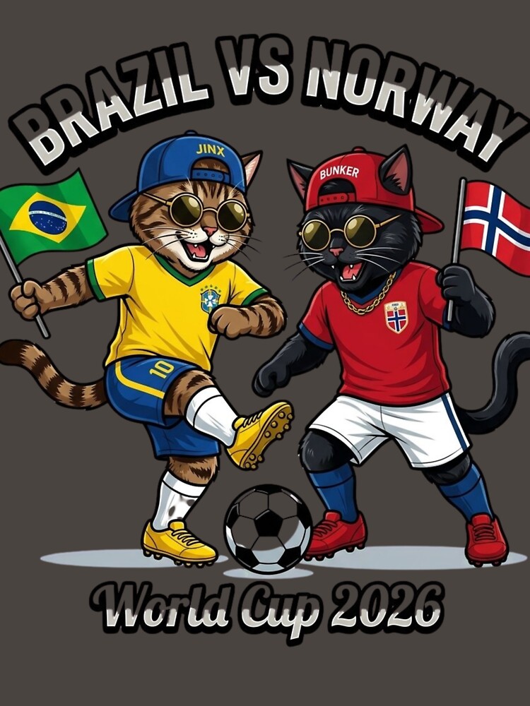 Brazil vs Norway Funny Soccer Cats World Cup 2026 by nexargraphics
