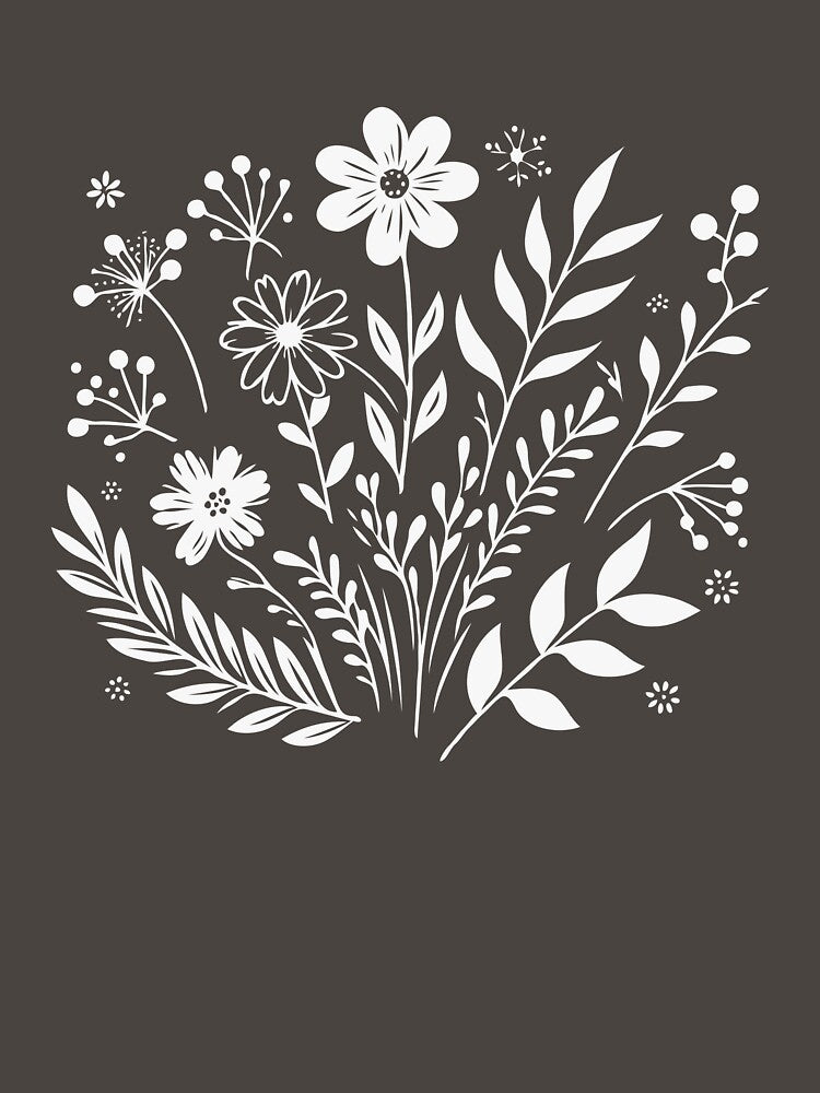 Elegant Minimalist Floral T-Shirts, Gifts for Women, Flowers Crewneck Sweatshirt, AestheticTees, Floral Shirts for Women, Wild Flowers Graphic Tees by teecraftstudios