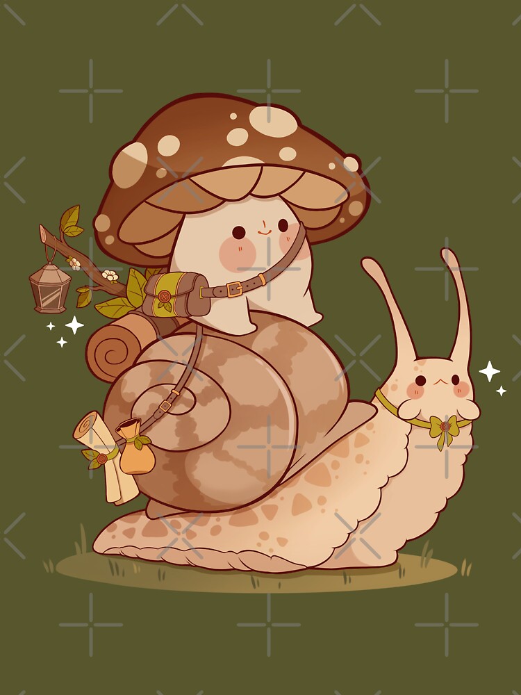 Cute mushroom and snail friend by Rihnlin