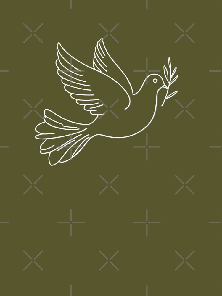 Minimalist White Dove Outline with Olive Branch Peaceful Holiday Design by gk-creations