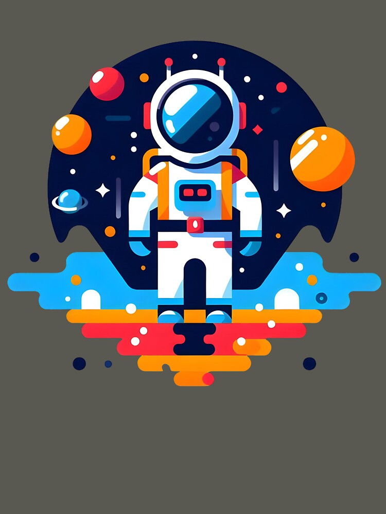 Cute Astronaut in Space – Colorful Galaxy Illustration by PalmixArt