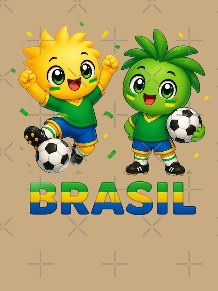 Brazil Kawaii Football Mascot Duo Cartoon by World-of-Magic