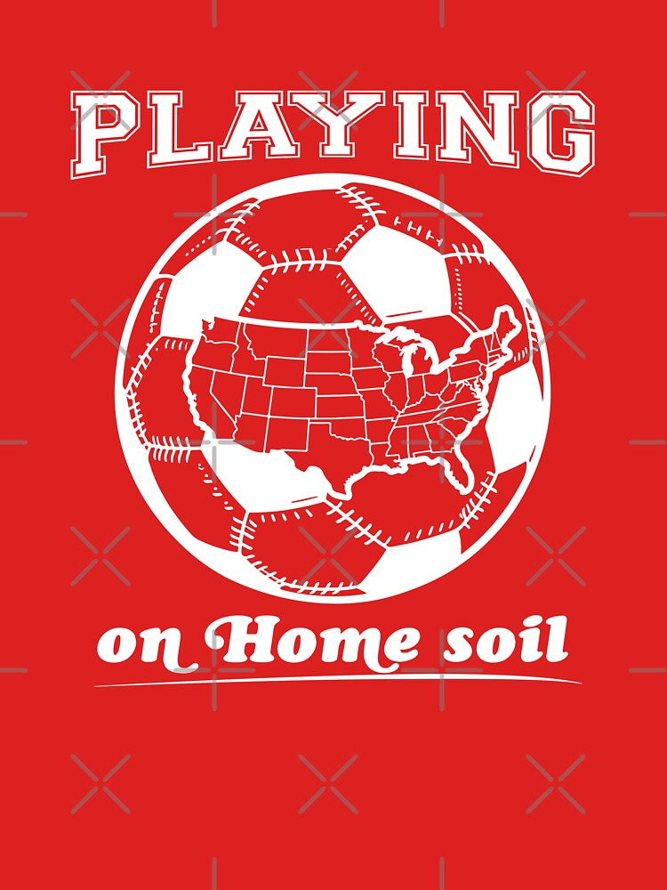 White Playing on Home Soil — USA Map Soccer Ball Graphic T-Shirt | World Cup 2026 American Soccer Gift by ArtofDari