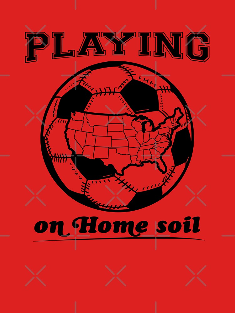Playing on Home Soil — USA Map Soccer Ball Graphic T-Shirt | World Cup 2026 American Soccer Gift by ArtofDari